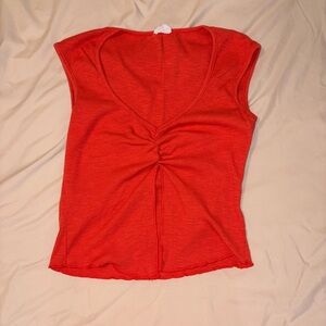 Cotton On Red Ruched V-Neck Tee